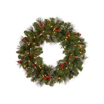 24 in Pre-Lit Crestwood Spruce Christmas Wreath
