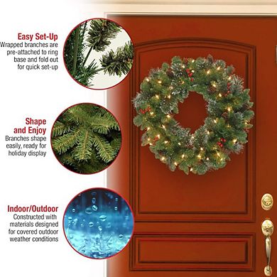 24-In Pre-Lit Crestwood Spruce Christmas Wreath