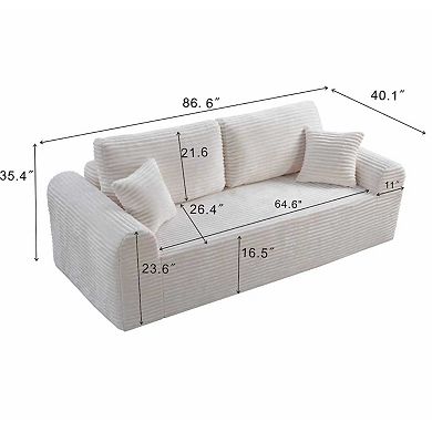 86.6"Sofa Compressed High-Density Foam Couch
