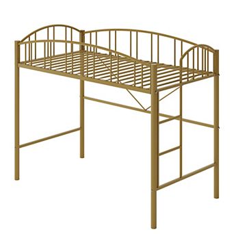 Loft Bed Twin Size,Metal Loft Bed Frame Twin Size With Arched Guardrail And Safety Ladder