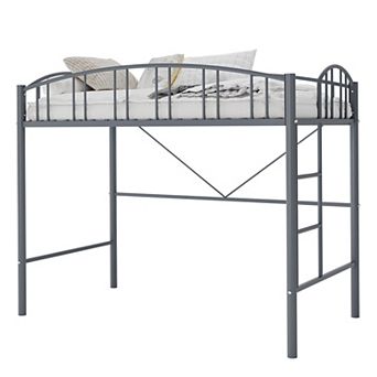 Loft Bed Twin Size,Metal Loft Bed Frame Twin Size With Arched Guardrail And Safety Ladder