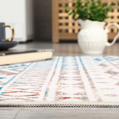 Boho Area Rug Machine Washable Non Slip Non Shedding Stain Resistant Floor Cover for Playroom