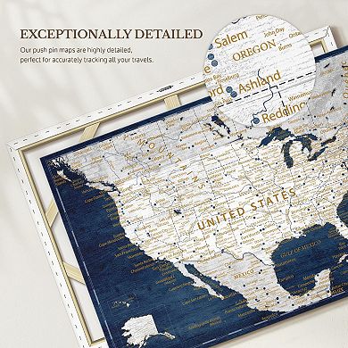 Push Pin Usa Map On Navy Blue