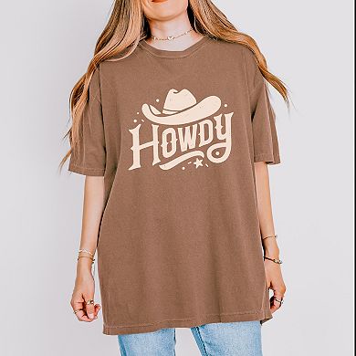 Howdy Western Hat - Women's Garment Dyed Graphic T-Shirt