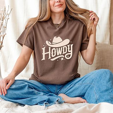 Howdy Western Hat - Women's Garment Dyed Graphic T-Shirt