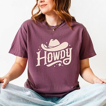 Howdy Western Hat - Women's Garment Dyed Graphic T-Shirt