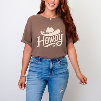 Howdy Western Hat - Women's Garment Dyed Graphic T-Shirt