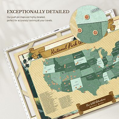 National Parks Push Pin Hobby Map II