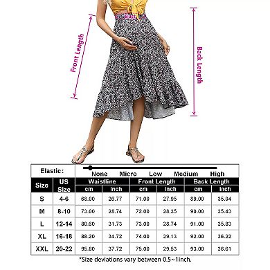 Maternity Skirt Women's Print Pleated Maxi Skirt Swing A Line Long Skirts