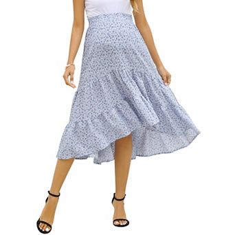 Maternity Skirt Women's Print Pleated Maxi Skirt Swing A Line Long Skirts