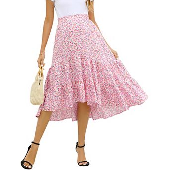 Maternity Skirt Women's Print Pleated Maxi Skirt Swing A Line Long Skirts