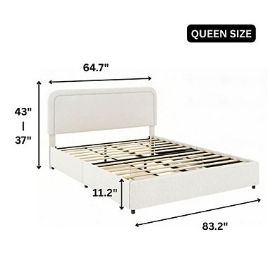 GOODSILO Queen Size Upholstered Platform Storage Bed with Tufted Headboard and Built-In Drawers