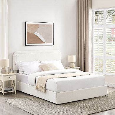 GOODSILO Queen Size Upholstered Platform Storage Bed with Tufted Headboard and Built-In Drawers