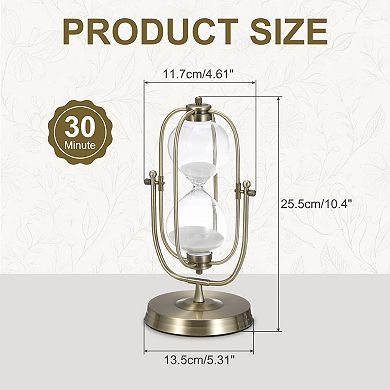 Vintage Sand Timer 30-Minute, Brass Oval Sandglass 5.31 x 4.61 x 10.04 In
