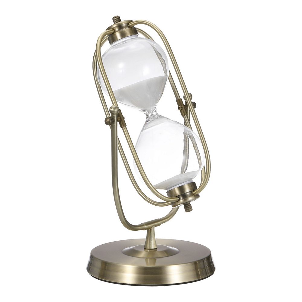 Vintage Sand Timer 30-Minute, Brass Oval Sandglass 5.31 x 4.61 x 10.04 In