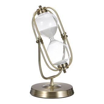Vintage Sand Timer 30-Minute, Brass Oval Sandglass 5.31 x 4.61 x 10.04 In