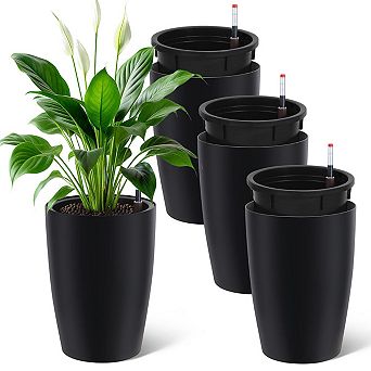 16 inch Tall Planters Set of 4,Self Watering Pots for Plants,Flower Pots with Built-in Drainage