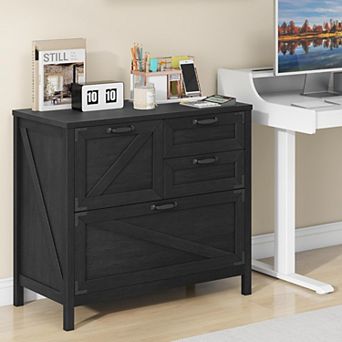 Vabches Farmhouse Lateral File Cabinet, 4 Drawer Home Office Storage Cabinet