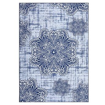 Vintage Area Rug Machine Washable Vacuum Clean Ultra Thin Stain Resistant Carpet for Living Room