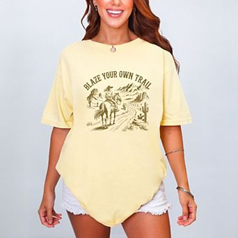 Blaze Your Own Trail Cowgirl - Women's Garment Dyed Graphic T-Shirt
