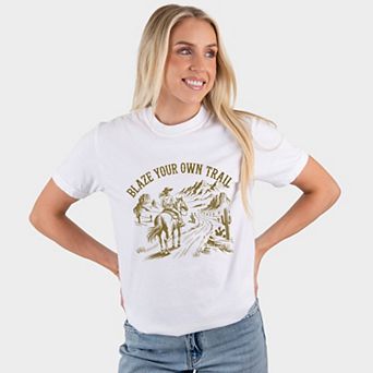 Blaze Your Own Trail Cowgirl - Women's Garment Dyed Graphic T-Shirt