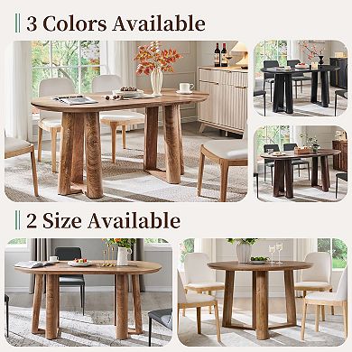 63" Oval Dining Table for 6 to 8, Dining Room Table with Pedestal Base, Curved Edge Kitchen Table