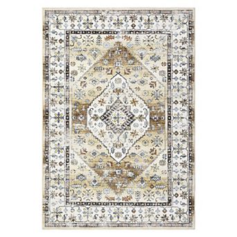 Vintage Area Rug Machine Washable Vacuum Clean Stain Resistant Floor Cover for Kid's Room Playroom