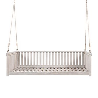 Whisen Twin Size Patio Swing Bed, Porch Swing with Ropes