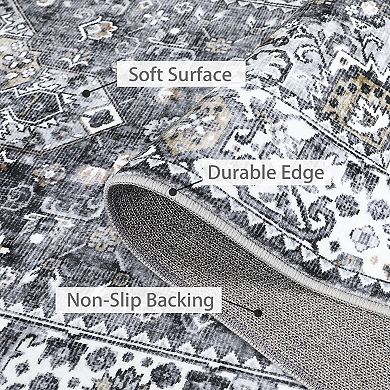 Boho Area Rug Machine Washable Non Slip Non Shedding Stain Resistant Carpet for Bedroom Kitchen