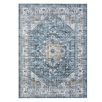 Boho Area Rug Machine Washable Non Slip Non Shedding Stain Resistant Carpet for Bedroom Kitchen