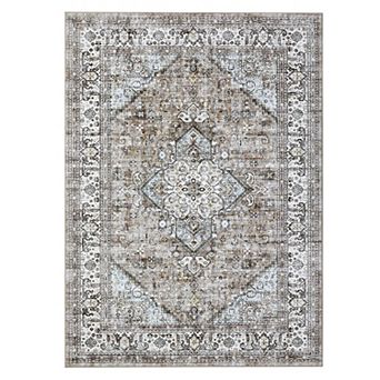 Boho Area Rug Machine Washable Non Slip Non Shedding Stain Resistant Carpet for Bedroom Kitchen