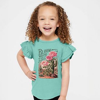 Bloom Where You Are Planted Cactus - Flutter Sleeve Graphic T-Shirt
