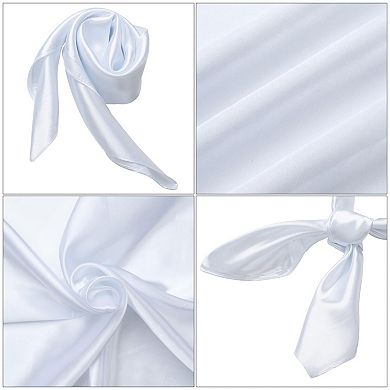 Women Silk Feeling Scarf Solid Color Square Satin Neck Head Bandana Costume Accessory