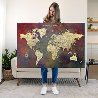 World Awaits II Push Pin World Map