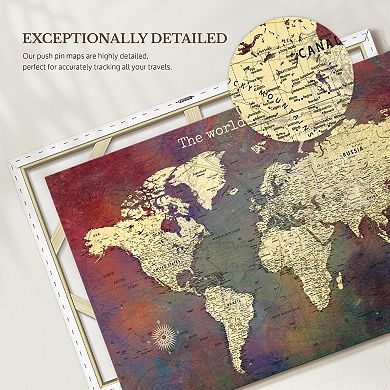World Awaits II Push Pin World Map