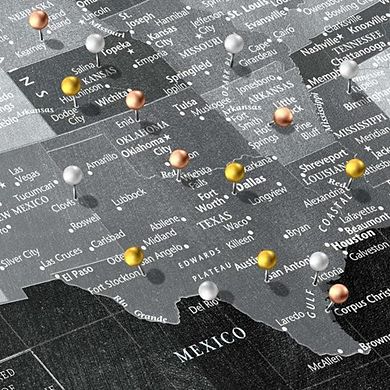 Monochromatic Push Pin USA Map