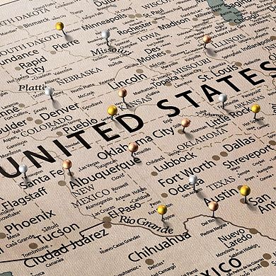 Vintage Push Pin USA Map II