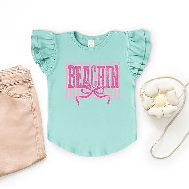 Beachin Coquette Stripes - Flutter Sleeve Graphic T-Shirt