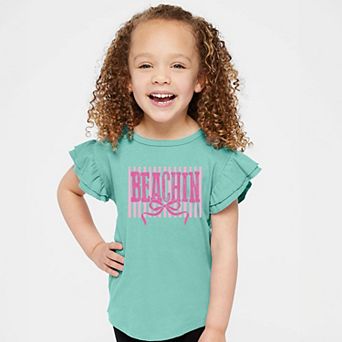 Beachin Coquette Stripes - Flutter Sleeve Graphic T-Shirt