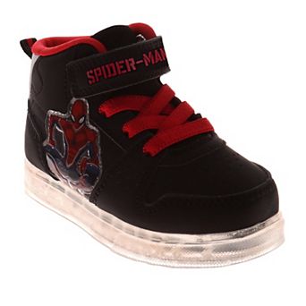 Marvel Spiderman Design Super Hero Sneakers Boys Athletic Running Hook and Loop Durable Tread