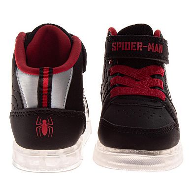 Marvel Spiderman Design Super Hero Sneakers Boys Athletic Running Hook and Loop Durable Tread