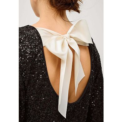 Ellos Plus Size Sequin Dress With Satin Bow At Back