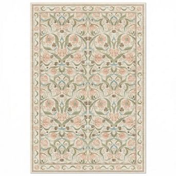 Modern Floral Area Rug Washable Romantic Garden Decorative Floor Carpet Low Pile Soft Indoor Rug