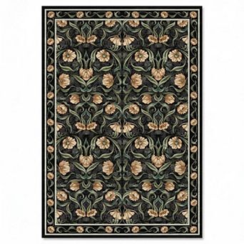 Modern Floral Area Rug Washable Romantic Garden Decorative Floor Carpet Low Pile Soft Indoor Rug