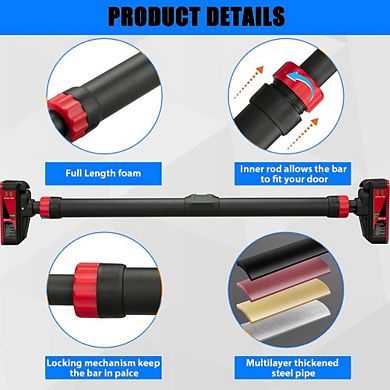 Adjustable Pull Up Bar for Doorway,440LBS Weight Capacity, No Screws Installation with Level Meter
