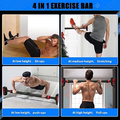 Adjustable Pull Up Bar for Doorway,440LBS Weight Capacity, No Screws Installation with Level Meter
