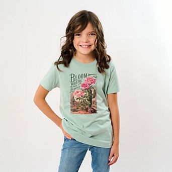 Bloom Where You Are Planted Cactus - Youth Short Sleeve Graphic T-Shirt