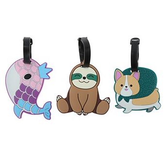 3 pc Durable and Colorful Reusable Luggage Tag for Travel Brown