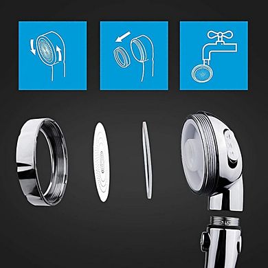 Great Ambitions Handheld Shower Head w/ ON/OFF Switch, 3 Spray Modes, Hose & Bracket