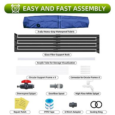 500D Portable Water Storage Tank Water Barrel Rainwater Collection System, Collect Rainwater
